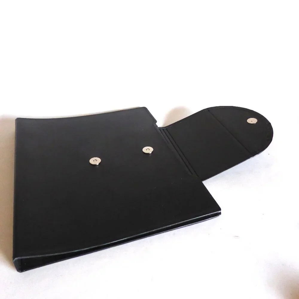 INFUSE BRAND BLACK LEATHER SPIRAL PRESENTATION BOOK SHEET PROTECTOR CASE BINDER